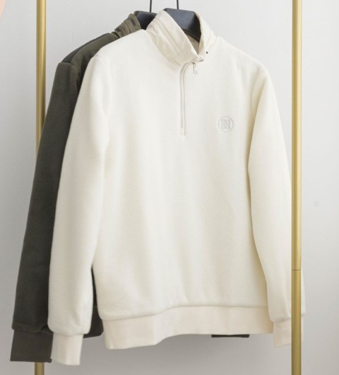 지포어 KNIT HYBRID WOVEN MIX HALF ZIP 아이보리,카키